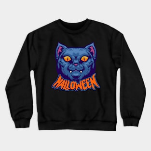 halloween cat jack lantern funny Crewneck Sweatshirt